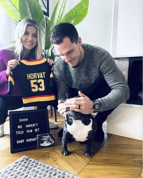 Vancouver Canucks captain and centre Bo Horvat and wife Holly announced on Jan. 19, 2020 that they are expecting a new addition to their family in July 2020. The couple shared their pregnancy announcement to Instagram and via the team's Facebook page.