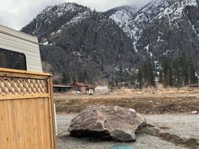 .A rock slide in Keremeos Monday forced the evacuation of one house. Photo: Regional District of Okanagan-Similkameen