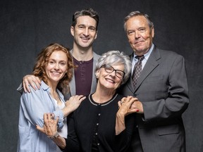 Instantaneous Blue is a new play by playwright and actor Aaron Craven about the effects of Alzheimer's on families being produced by Mitch and Murray Productions. Pictured from left to right are Kayla Deorksen, Charlie Gallant, Patti Allan, Tom McBeath.