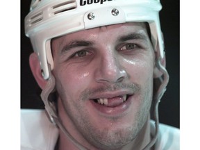 Vancouver Canucks left winger Gino Odjick after practice at then GM Place on Jan. 23, 1995.