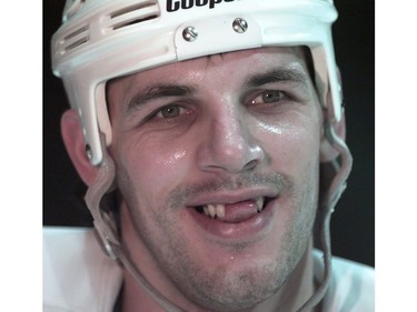 Vancouver Canucks left winger Gino Odjick after practise at GM Place on Jan. 23, 1995.
