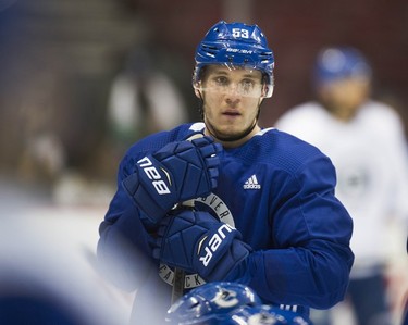 Vancouver Canucks' Bo Horvat at team practice at Rogers Arena in Vancouver, BC Tuesday, March 12, 2019.