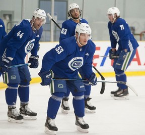 Vancouver Canucks 2018 training camp at the Meadow Park Sports Centre in Whistler, BC Friday, September 14, 2018. Pictured is Bo Horvat (centre).