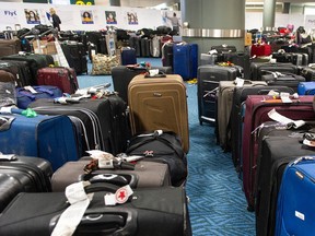 Hundreds of pieces of unclaimed luggage at the Vancouver International Airport in December.