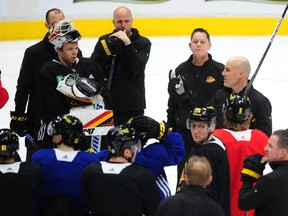 Vancouver Canucks coach Rich Tocchet in action at Rogers Arena in Vancouver, BC., on January 23, 2023.