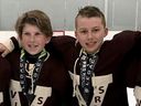 Minor hockey stars and teammates Andrew Cristall (left) and Connor Bedard pictured with the Spring Hockey Vancouver Vipers a few years ago.  The pair are now targeting high in the first round of this summer's NHL draft, with Bedard being the consensus #1 pick.