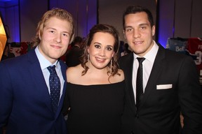 Canucks Brock Boeser, Bo Horvat and fellow teammates mugged for photos last Saturday and helped raise more than $800,000 for Alex Oxenham's Canucks for Kids Fund. (Fred Lee photo)