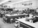 Black and white photo of The Skillet restaurant in Zellers.