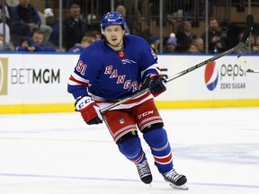 Vladimir Tarasenko in his debut for the New York Rangers last Friday at Madison Square Garden in New York.