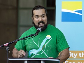Alex Silas, PSAC Regional Executive Vice-President for the National Capital Region, seen here speaking at an event in August 2022.