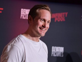 Alexander Skarsgard attends the Infinity Pool Canadian Premiere held at Scotiabank Theatre in Toronto, on Jan. 25, 2023.