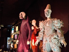A variety of stage costumes worn by musician David Bowie are seen at the "David Bowie is" Exhibition at the Victoria and Albert Museum in London March 20, 2013. REUTERS/Neil Hall