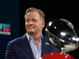 NFL Commissioner Roger Goodell talks to media during a press conference at Media Center.