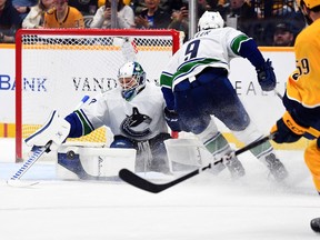 Vancouver Canucks goaltender Collin Delia (60) is likely to get the start in Anaheim today. Mandatory Credit: Christopher Hanewinckel-USA Today Sports