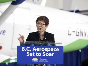 Former minister of international trade Teresa Wat speaks during a press conference in Sidney, B.C., on April 8, 2014. BC Liberal leader Kevin Falcon says he supports supervised drug injection sites, but when Wat spoke to the audience of a Mandarin news show last week, she had a different message.