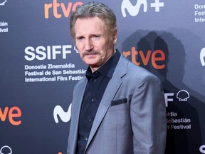 Liam Neeson is pictured at the San Sebastian International Film Festival in September 2022.