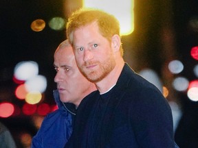 Prince Harry is seen leaving The Late Show with Stephen Colbert in New York City, Jan. 10, 2023.