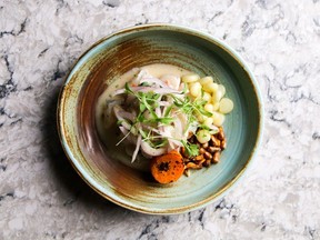 The ceviche at Suyo Modern Peruvian is chef Ricardo Valverde's take on the traditional dish of raw fish "cooked" in lime juice, aka, leche de tigre (tiger's milk).