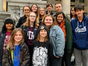 Fifteen youth are plaintiffs in in the federal youth-led climate lawsuit La Rose v. His Majesty the King. The plaintiffs, in alphabetical order, are: Montay Jesse Beaubien-Day, Haana Edenshaw, Zoe Grames-Webb, Albert Lalonde, Cecilia La Rose, Madeline Laurendeau, Mikaeel Mahmood, Daniel (Hiroki) Masuzumi Jr., Lucas Prud'homme, Ira Reinhart-Smith, Raine Robinson, Sophia Sidarous, Sáj Starcevich, Sadie Vipond, and Lauren Wright. Photo: Robin Loznak / Our Children's Trust.