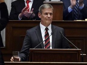 Tennessee Gov. Bill Lee delivers his State of the State Address in the House Chamber in Nashville, Feb. 6, 2023.
