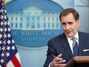 National Security Council spokesman John Kirby speaks during a press briefing at the White House, Wednesday, March 29, 2023, in Washington.