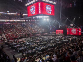 An overall view of the Bell Centre during the first round of the 2022 NHL draft in Montreal, Thursday, July 7, 2022.&ampnbsp;NHL trade boards had already shed three big names two weeks before the league's deadline, andthen the floodgates opened over the weekend.