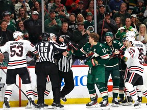 The Chicago played the Minnesota Wild on March 25 and the Blackhawks host the Vancouver Canucks on Sunday. Blackhawks management earlier this week announced the players wouldn't be wearing specially designed warmup sweaters promoting Pride.