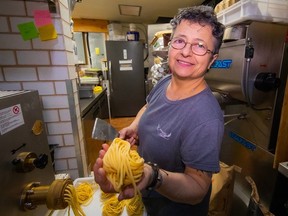 Maria Clarkson making fresh pasta at Casareccio.