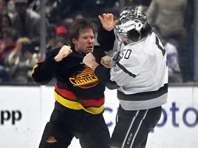 Canucks centre Sheldon Dries showed a tougher side on April 10 in Los Angeles where he took on Kings defenceman Sean Durzi.