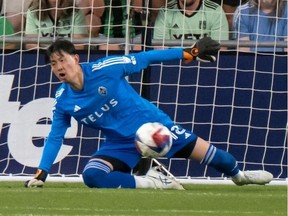 Vancouver Whitecaps goalkeeper Yohei Takaoka in a file photo. Takaoka couldnt keep the Portland Timbers at bay Saturday as they downed the Whitecaps 3-1.