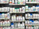 Prescription drugs are seen on shelves at a pharmacy in Montreal, Thursday, March 11, 2021. Canada's pharmacists worry a lack of data about prescription management could see a repeat of the situation with diabetes and weight-loss drug Ozempic, in which thousands of doses have been mailed over the border to Americans.