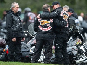 Members of the Hells Angels motorcycle club and affiliated club members gathered at Ocean View Cemetery in Burnaby on Saturday to pay their respects to late member David Swartz. Held every year, the Screwy Ride sees hundreds of bikers gathering for the event.
