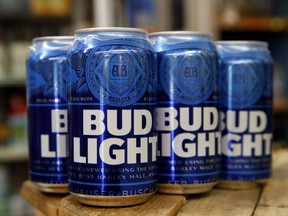 Cans of Bud Light beer are seen in Washington, Thursday, Jan. 10, 2019.