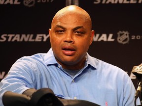 Former NBA player Charles Barkley speaks during a press conference.