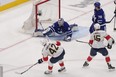 Florida Panthers defenceman Gustav Forsling scores on Toronto Maple Leafs goaltender Ilya Samsonov during second period NHL second round playoff hockey action in Toronto on Thursday May 4, 2023.