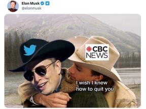 Elon Musk trolled CBC after the broadcaster returned to Twitter.