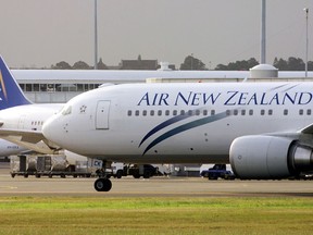 An Air New Zealand passenger jet taxis at Sydney's airport in Australia.
