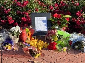 A memorial in Rocklin, Calif., where Casey Rivara was hit by a vehicle and killed last week.
