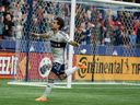 Vancouver Whitecaps FC forward Brian White celebrates his goal against Minnesota United FC at B.C. Place on May 6.