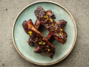 Sweet-and-sticky pork ribs.