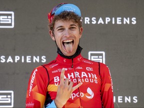 Gino Mader from Switzerland of Bahrain Victorious after the eighth and final stage a 160 km race with start and finish in Andermatt, at the 84th Tour de Suisse UCI ProTour cycling race, on Sunday, June 13, 2021.