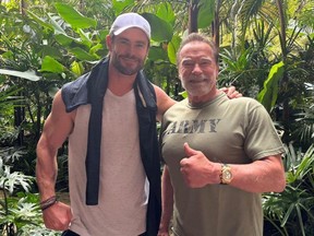 Chris Hemsworth and Arnold Schwarzenegger as seen in an Instagram post.
