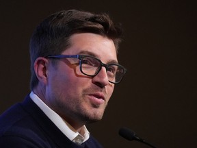 The Pittsburgh Penguins have named former Toronto Maple Leafs general manager Kyle Dubas its new president of hockey operations. Dubas speaks to media during an end-of-season availability in Toronto, on Monday, May 15, 2023.