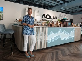 Roia Jabari, managing director of AQUA Water Bar by LUQEL poses at her store in Dubai, United Arab Emirates, Tuesday, July 11, 2023. Roia Jabari, managing director of AQUA Water Bar by LUQEL poses at her store in Dubai, United Arab Emirates, Tuesday, July 11, 2023.