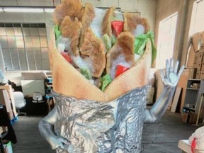 The donair costume is listed as "overall condition unknown” but also “visual condition: excellent” and “dusty.”