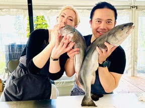 Meighan Makarchuk and Welbert Choi at sablefish workshop at the B.C. Seafood Festival held June 23-25, 2023.