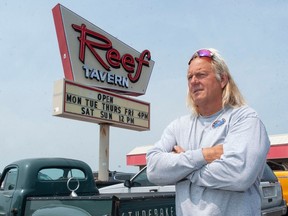 Nick Kiniski at his Reef Tavern in Point Roberts, WA Tuesday, July 4, 2023. Kiniski says he has reduced hours of operation due to a lack of hired help.