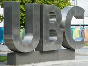 File photo of the UBC sign. Canada's housing minister announced new rental units on Wednesday.