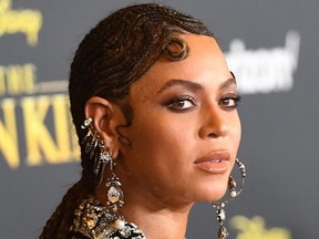 FILE: In this file photo taken on July 09, 2019, U.S. singer/songwriter Beyonce arrives for the world premiere of Disney's "The Lion King" at the Dolby Theatre in Hollywood.