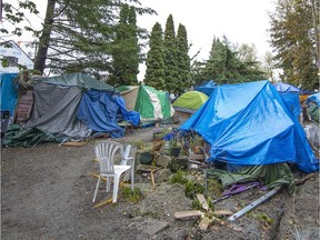 File photo of the Maple Ridge encampment camp in October 2018. Residents were relocated from the location to an assisted living facility that generated complaints.